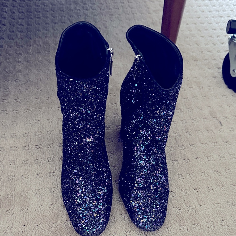 Glittering Black Ankle Booties